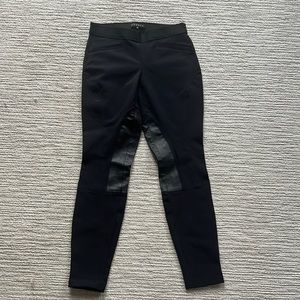 Theory black pants sz 2 w leather patches. Similar to riding pants w stretch
